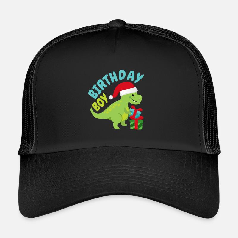 Weihnachten Dinosaurier Geburtstagskind Geburtstag - Trucker Cap - Schwarz/Schwarz