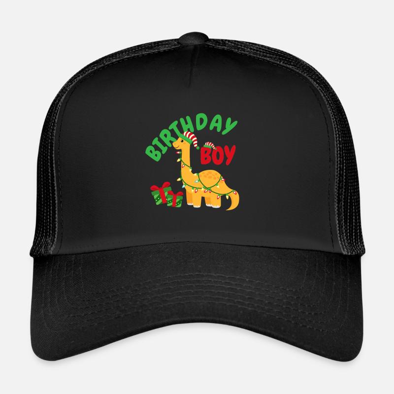 Weihnachten Dinosaurier Geburtstagskind Geburtstag - Trucker Cap - Schwarz/Schwarz