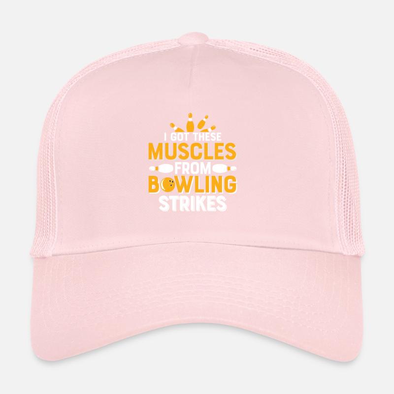 I Got These Muscles From Bowling Strikes Bowler Te Trucker Cap