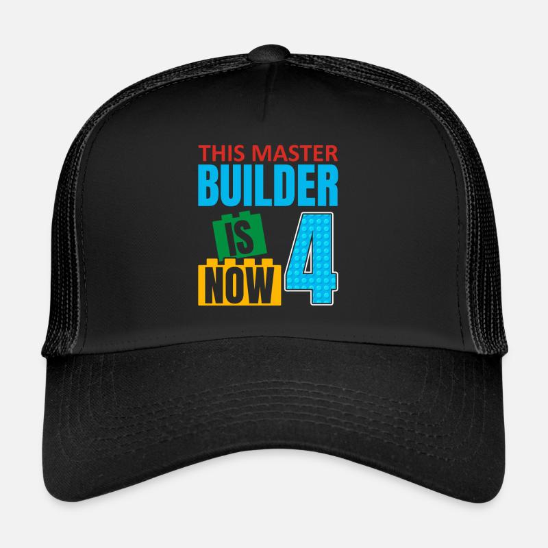 This Master Builder is now 4, Toy Blocks Trucker Cap