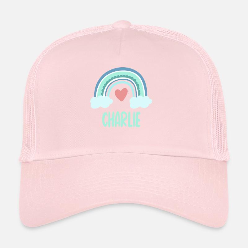 Charlie Name Rainbow Baby Trucker Cap