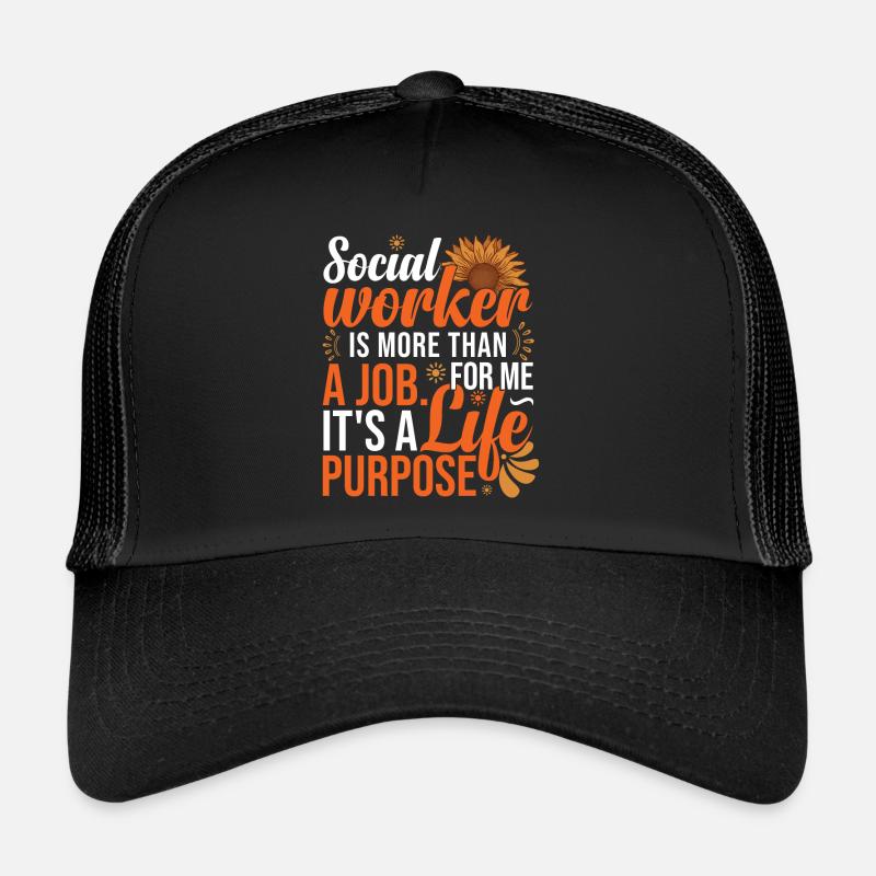 Sozialarbeiterin Sonnenblume - Trucker Cap - Schwarz/Schwarz