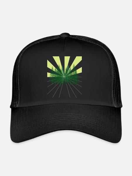 Raies Forêt Sapin Nature sauvage Ecologie Environnement atomique - Casquette trucker  - noir/noir - Devant