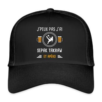 je peux pas j'ai sepak takraw apéro cadeau - Casquette trucker  - noir/noir - Devant