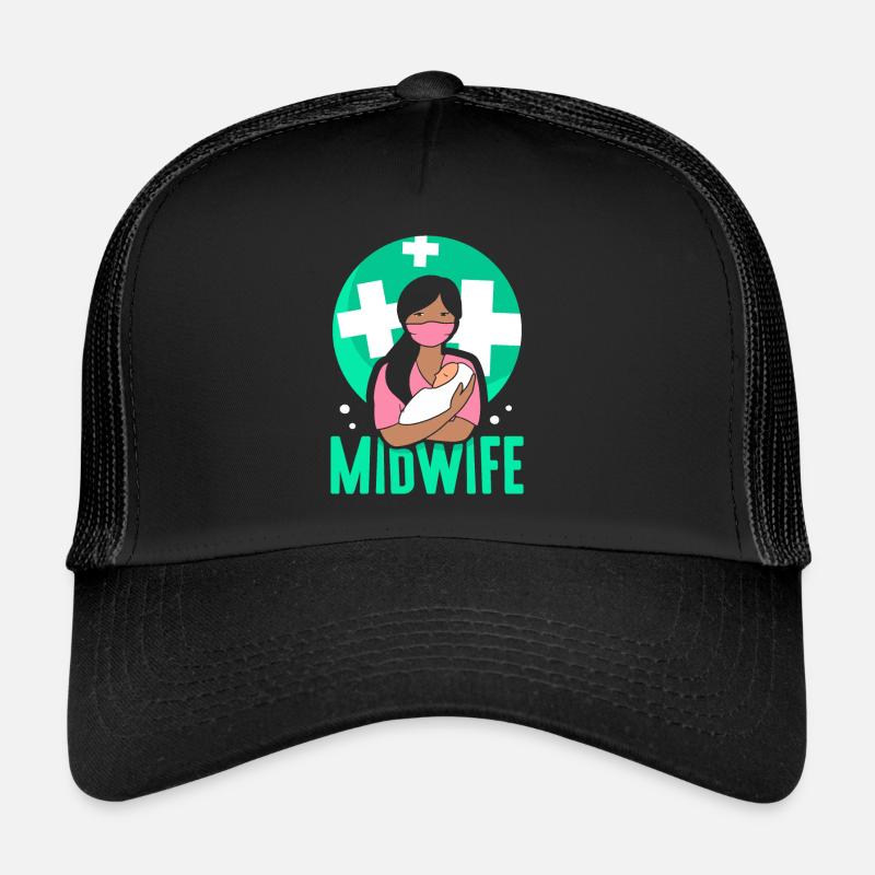 Hebamme Geburtshilfe Sprüche Beruf Hebammen - Trucker Cap - Schwarz/Schwarz