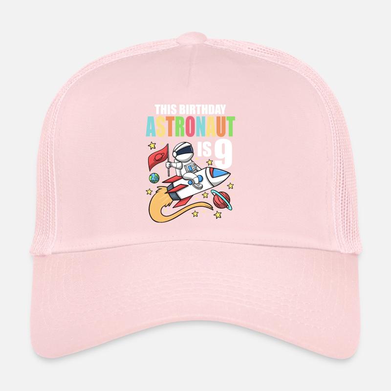 Space Birthday 9 Astronaut Planets Rocket Ship Trucker Cap