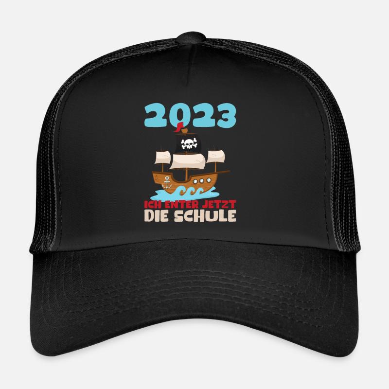 Schulkind 2023 Pirat Einschulung Erstklässler Kind - Trucker Cap - Schwarz/Schwarz