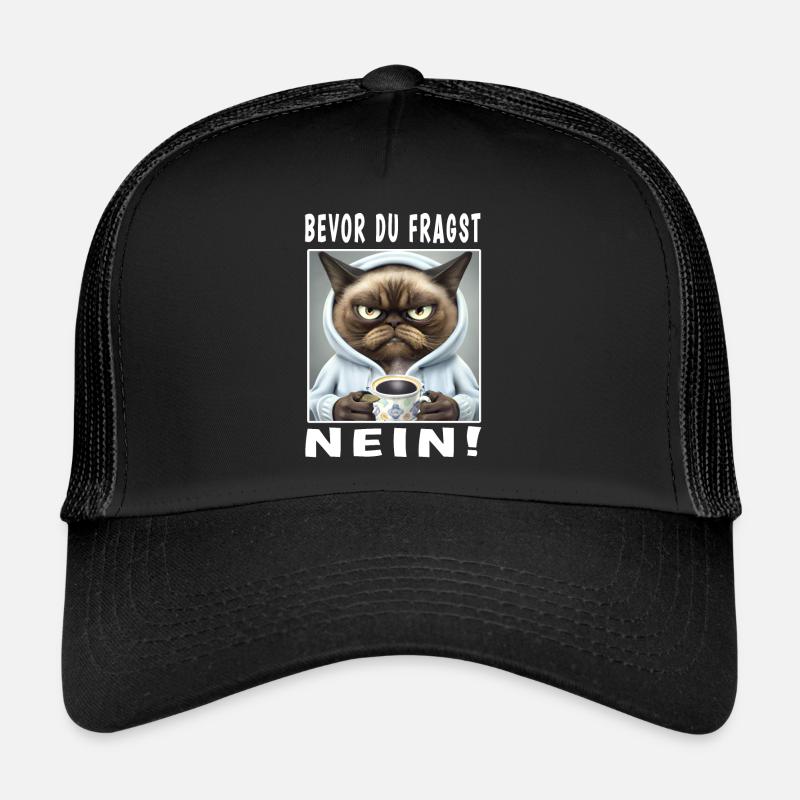 Bevor du fragst nein Katze - Trucker Cap - Schwarz/Schwarz