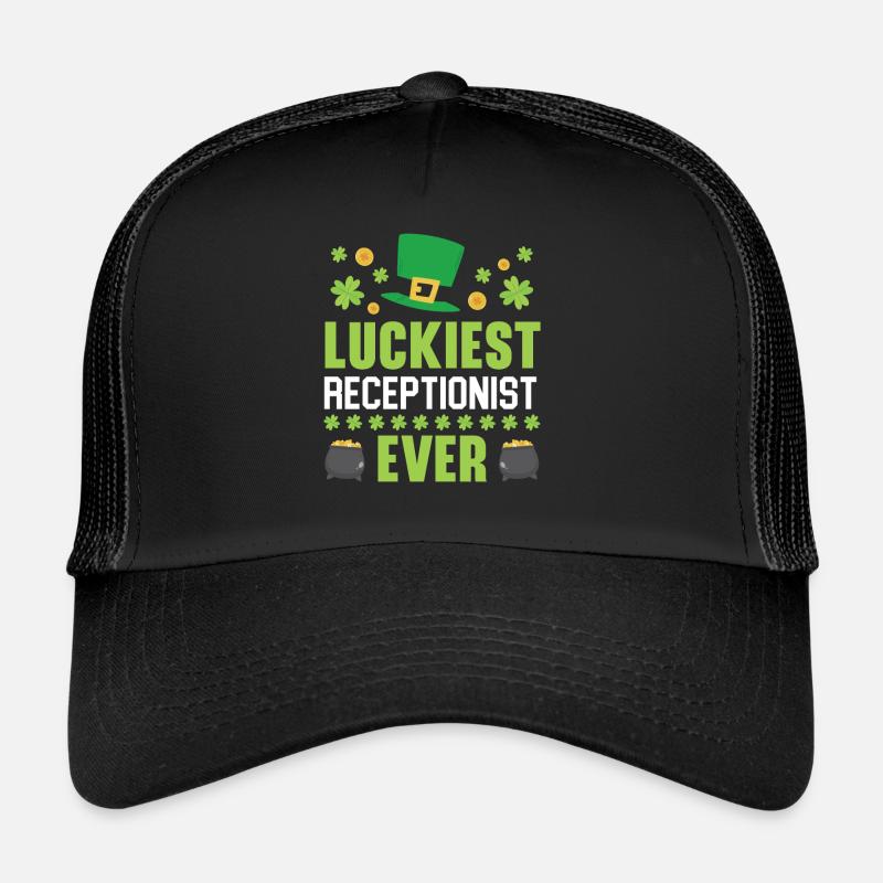 Luckiest Receptionist Ever St. Patrick's Day Trucker Cap