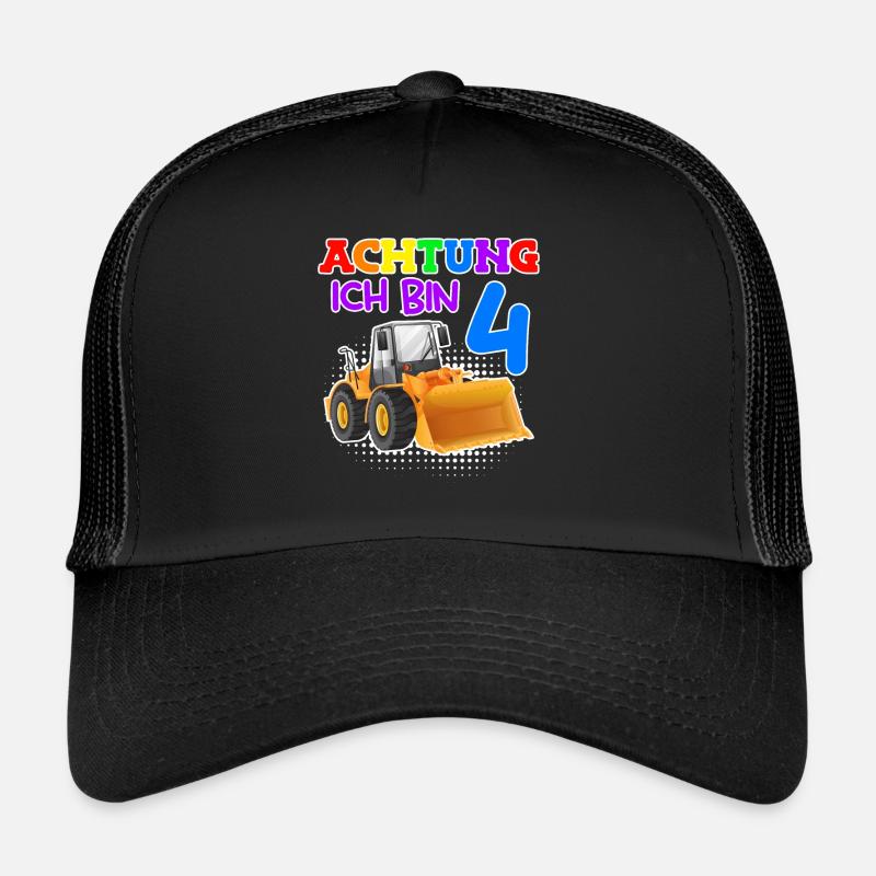 4. Geburtstag Junge 4 Jahre - Trucker Cap - Schwarz/Schwarz