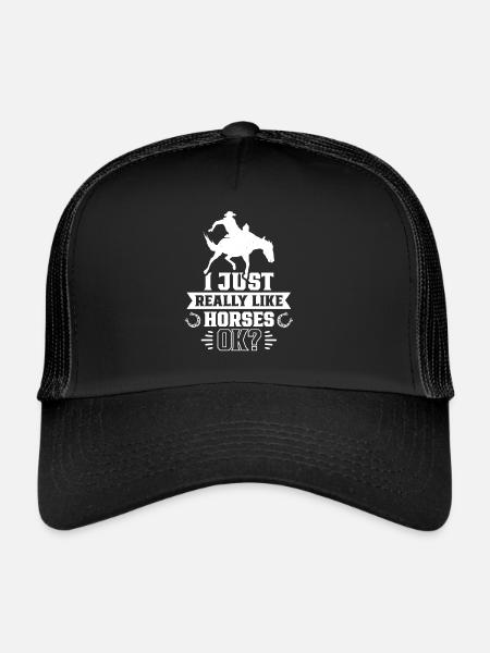 I just like horses very much rider horse riding - Trucker Cap - black/black - Front