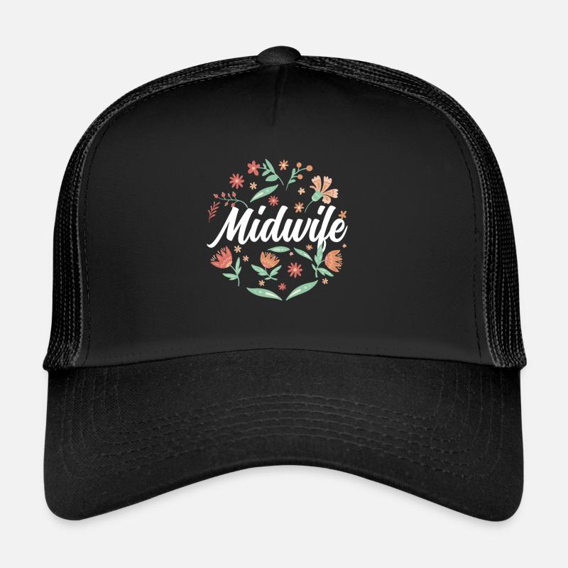 Hebamme Sprüche Geburtshilfe Beruf Hebammen - Trucker Cap - Schwarz/Schwarz