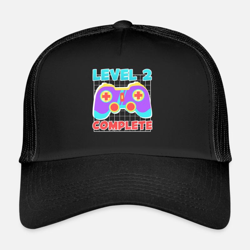 2ème anniversaire garçon 2 ans - Casquette trucker - noir/noir