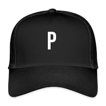 P Letter Number Symbol Alphabet Initial - Trucker Cap - black/black - Front