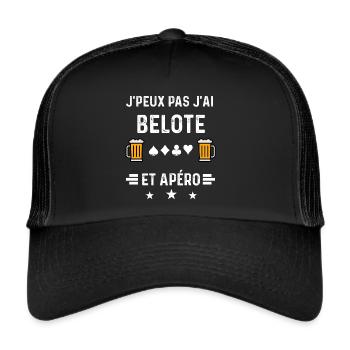 j'peux pas j'ai belote et apéro - Casquette trucker  - noir/noir - Devant
