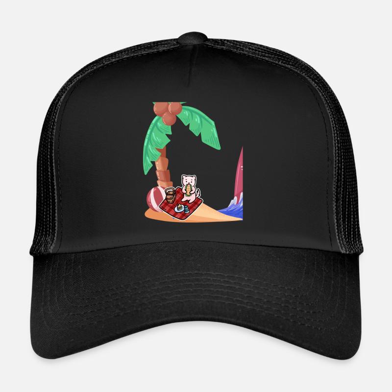 Katze Picknick Insel Urlaub Trucker Cap