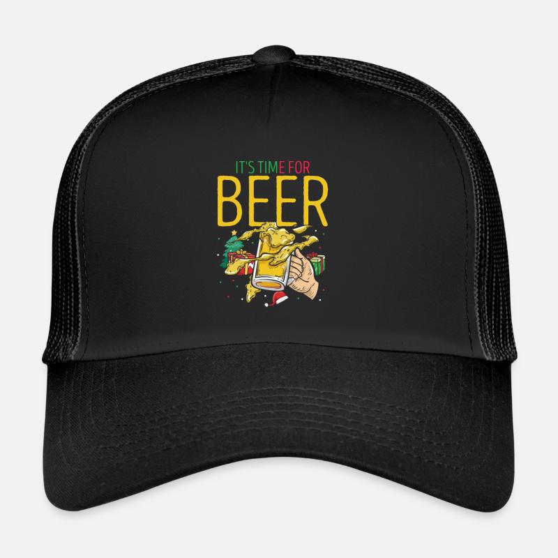It's Time For Beer Funny Beer Lover Christmas Tea Trucker Cap