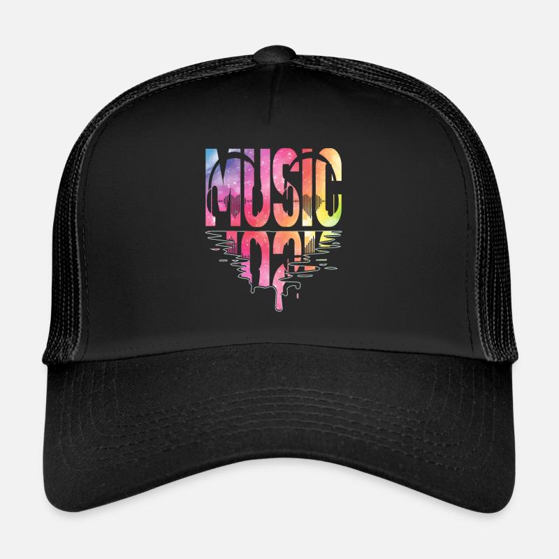 Musik , Kopfhörer, Musiker - Trucker Cap - Schwarz/Schwarz