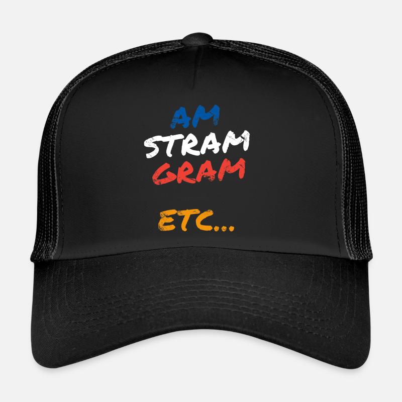 "Am Stram Gram etc..." - Casquette trucker  - noir/noir