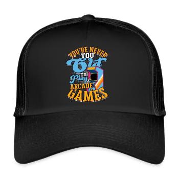 retro gamer videospiele arcade gaming flipper spie - Trucker Cap - Schwarz/Schwarz - Vorne
