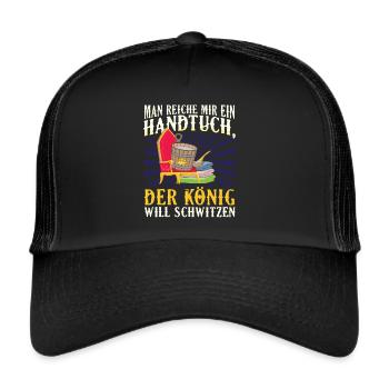 Königliches Schwitzen Sauna Lustig - Trucker Cap - Schwarz/Schwarz - Vorne