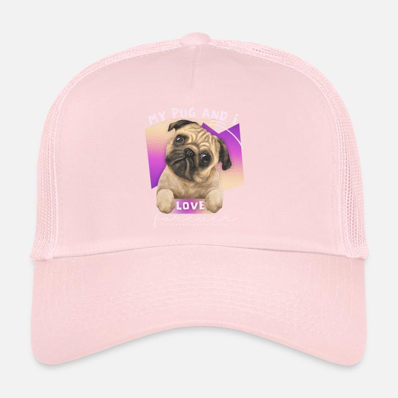 Lustiger Mops, Mops-Aquarell, Spruch Trucker Cap