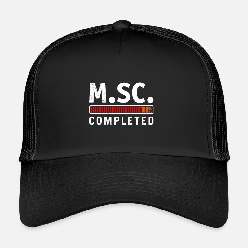 M.Sc completed Master Abschluss Master of Science - Trucker Cap - Schwarz/Schwarz