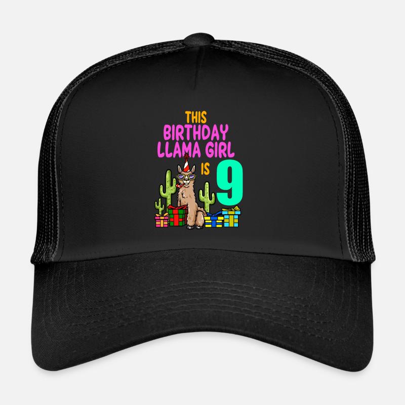 Lama Mädchen 9. Geburtstag Party Alpaka Trucker Cap