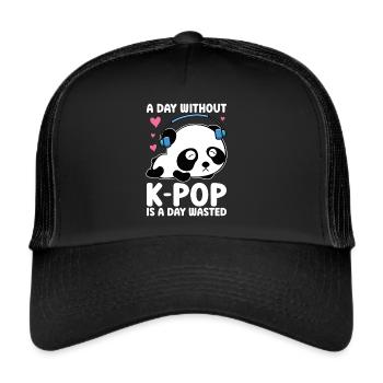 K-Pop Panda - Casquette trucker  - noir/noir - Devant
