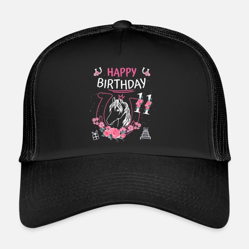 Pferde Geburtstag - Mädchen reiten Hufeisen 11 Trucker Cap