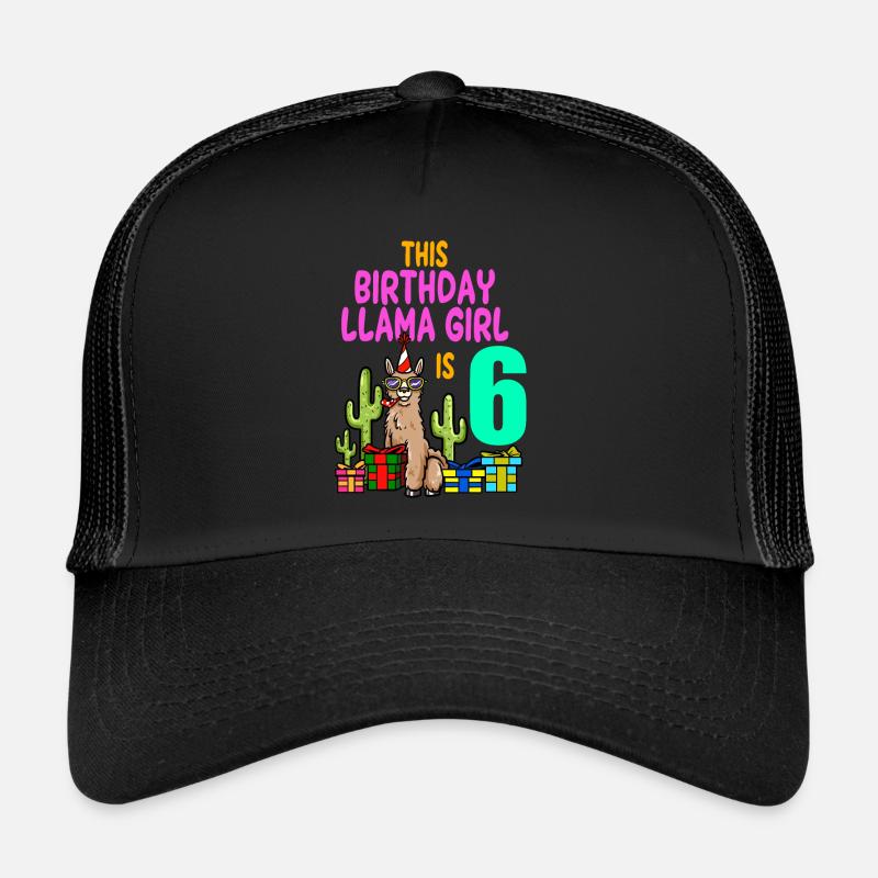 Lama Mädchen 6. Geburtstag Party Alpaka Trucker Cap