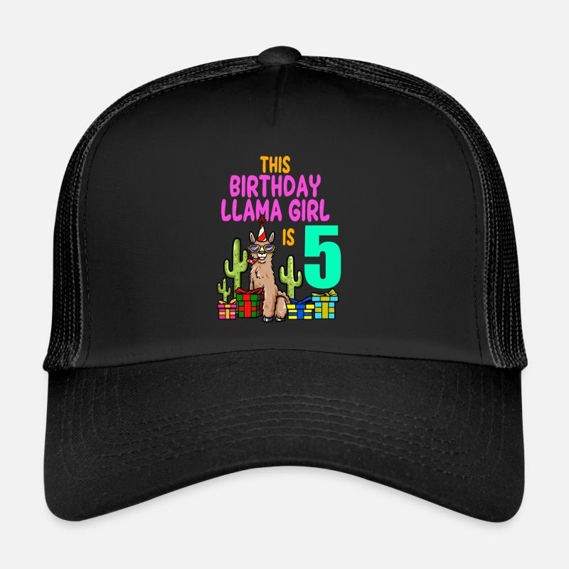 Lama Mädchen 5. Geburtstag Party Alpaka Trucker Cap