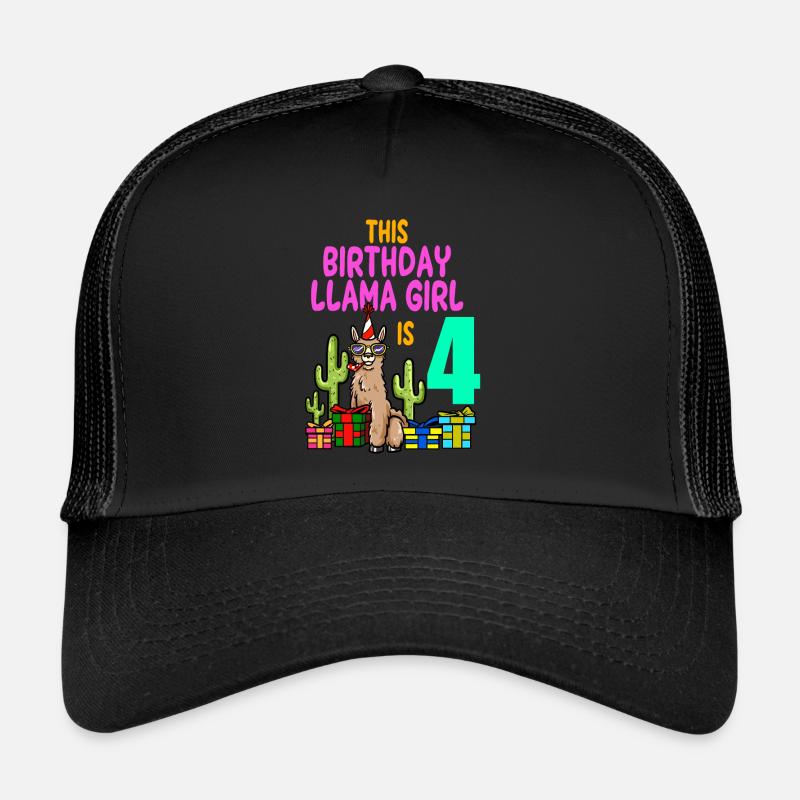 Lama Mädchen 4. Geburtstag Party Alpaka Trucker Cap