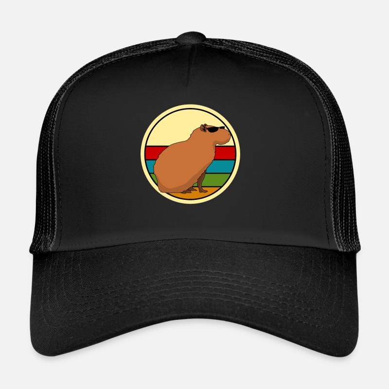 Capybara with sunglasses Capybaras - Trucker Cap - black/black