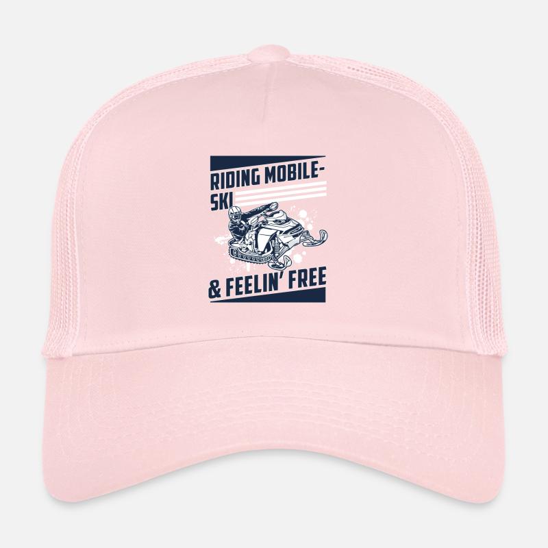 Riding Mobile-Ski & Feelin Free Funny Snowmobile Trucker Cap