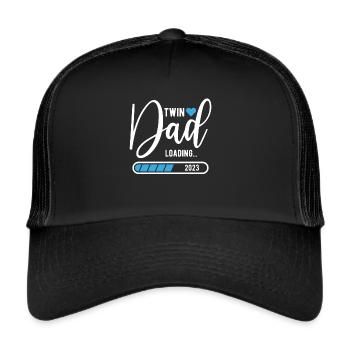 Twin Dad Loading 2023 Shirt Geschenk - Trucker Cap - Schwarz/Schwarz - Vorne