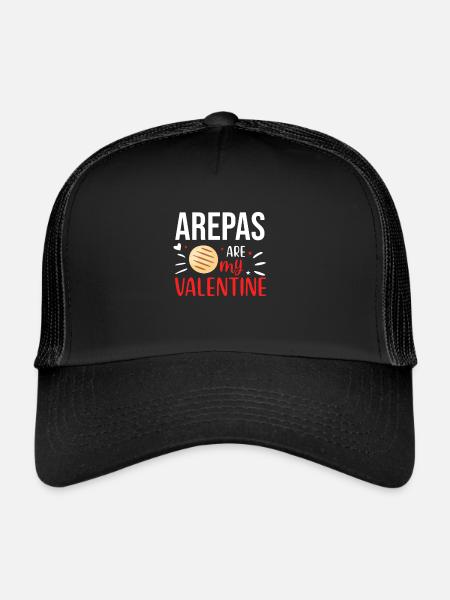 Arepas Zitat Lustiges kolumbianisches venezolanisches Essen Arepa - Trucker Cap - Schwarz/Schwarz - Vorne