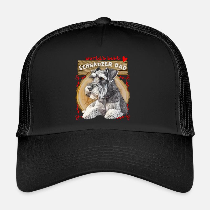 Schnauzer, Best-Schnauzer-Dad, Schnauzer-Papa - Trucker Cap - Schwarz/Schwarz