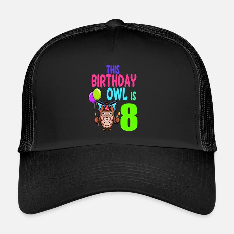 Eule Geburtstag Kinder Mädchen 8. Geburtstag Eulenliebhaber Trucker Cap