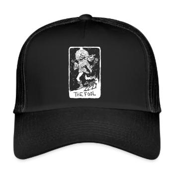 The Fool Skeleton With Dog Tarot Card - Trucker Cap - Schwarz/Schwarz - Vorne
