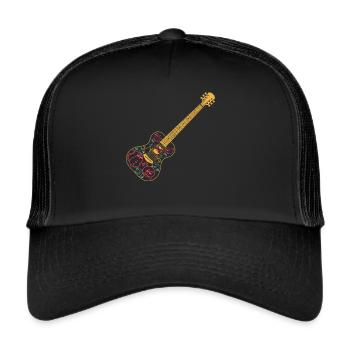 Guitar With Cats Guitar Guitarist Guitar Player Ca - Trucker Cap - black/black - Front
