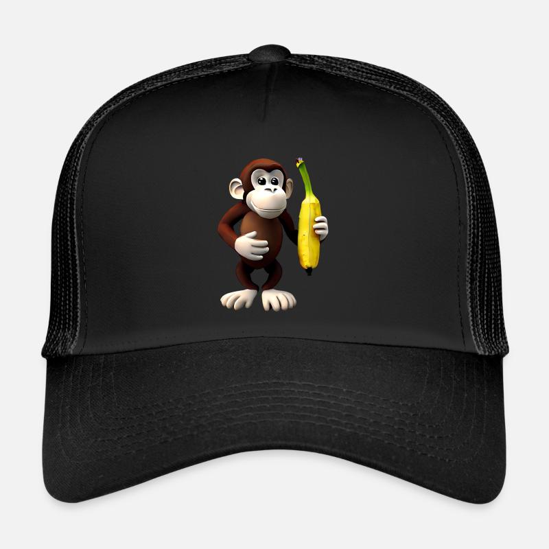 Bananen Affe - Trucker Cap - Schwarz/Schwarz