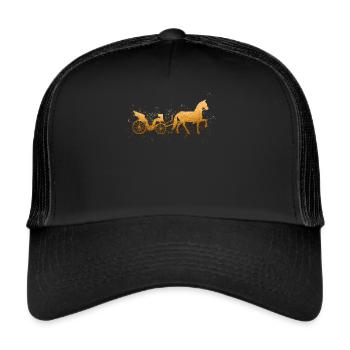 Kutsche Kutscher Pferdekutsche - Trucker Cap - Schwarz/Schwarz - Vorne