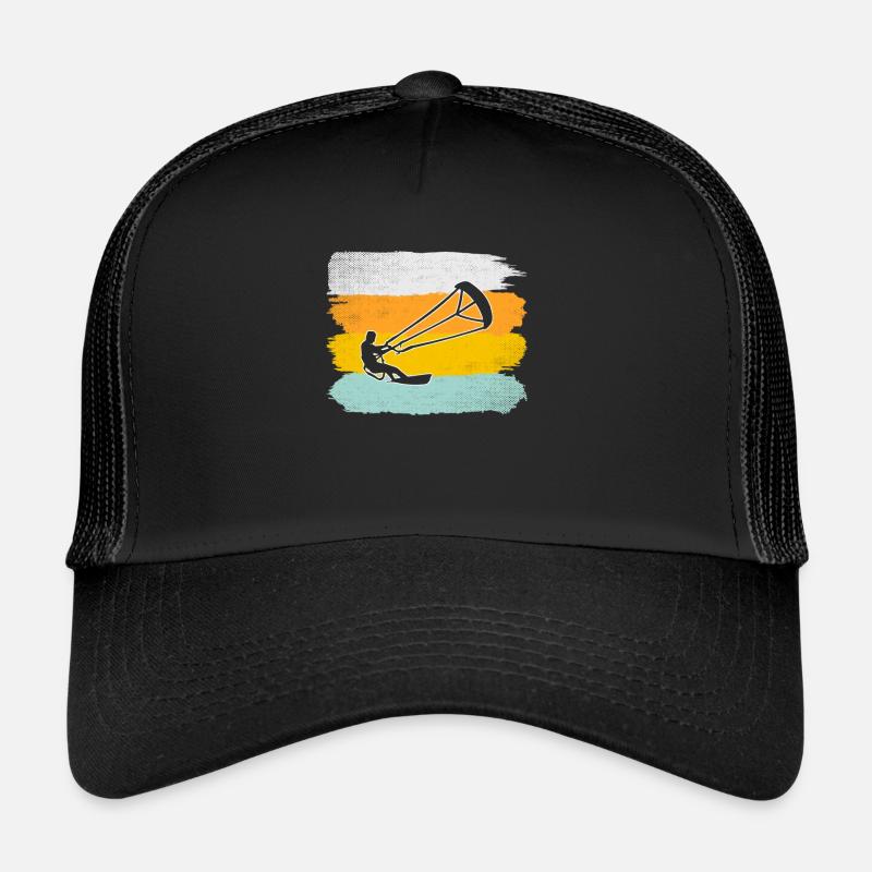 Kite Surf Rétro - Casquette trucker  - noir/noir