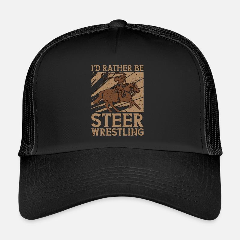 Steer Wrestling I'd Rather Be Horses Calf Roping Trucker Cap
