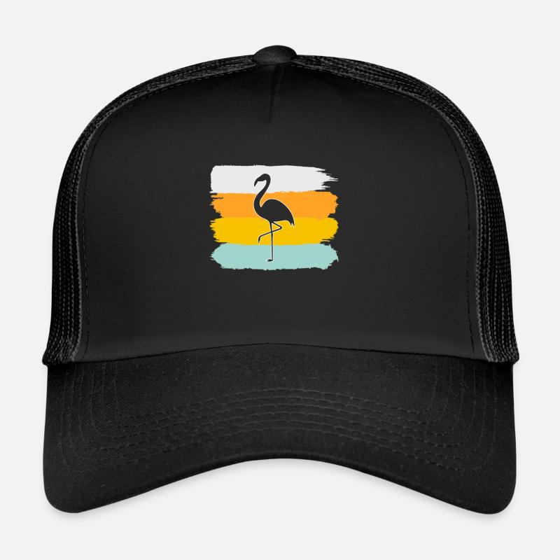 Flamingo Retro - Trucker Cap - Schwarz/Schwarz