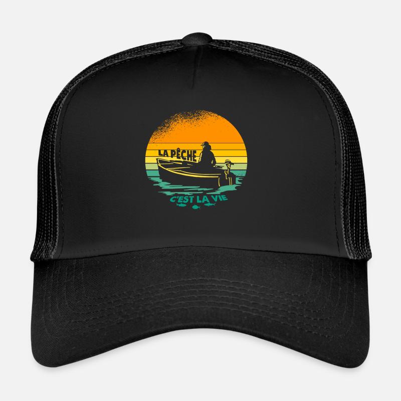 La Pêche C'est la Vie, idee gift dad fisherman - Trucker Cap - Schwarz/Schwarz