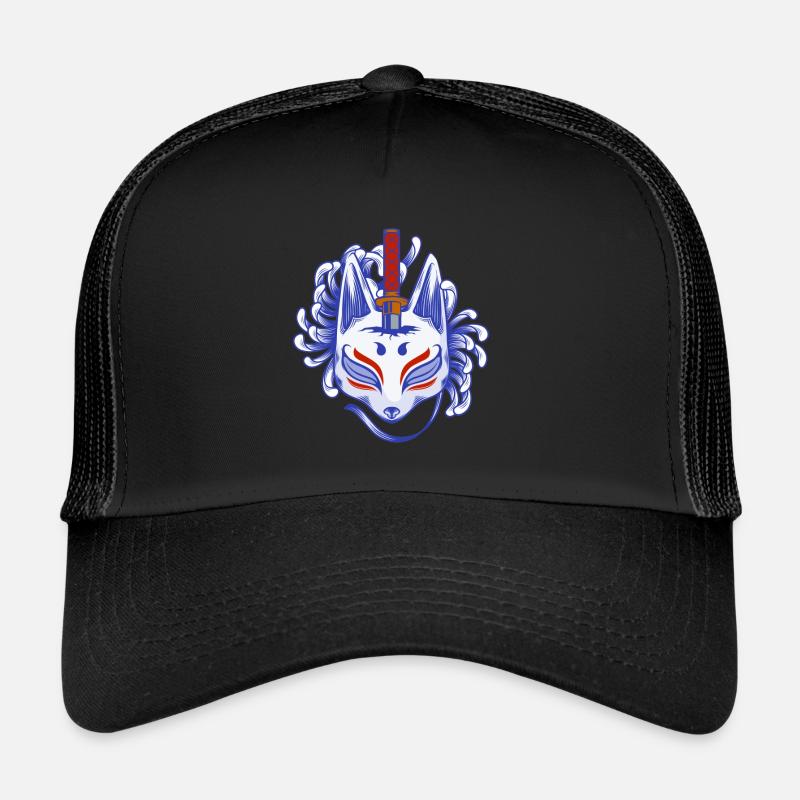 Renard Kitsune - Casquette trucker  - noir/noir