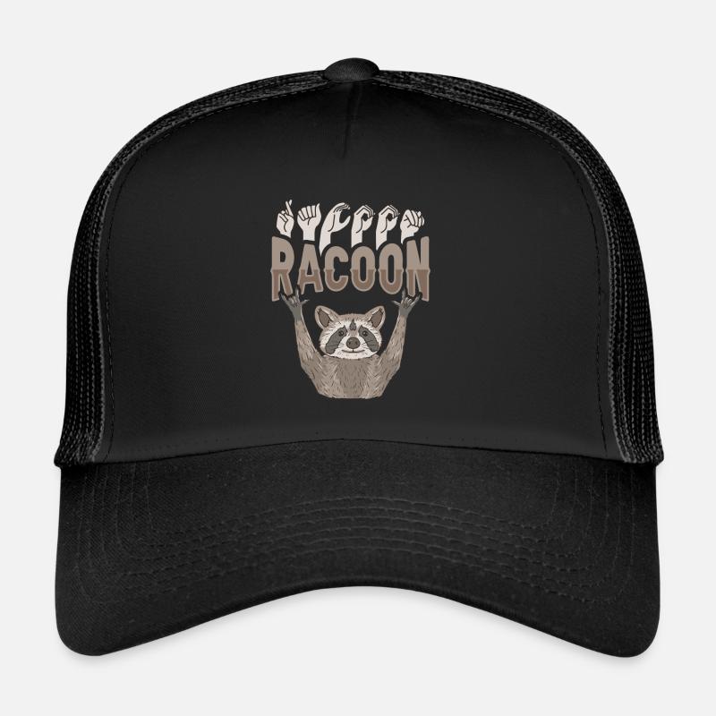 ILY Raccoon ASL Hand Gestures Sign Language Trucker Cap