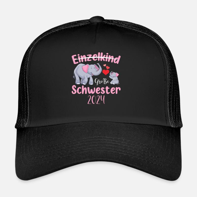 Einzelkind Große Schwester 2024 - Trucker Cap - Schwarz/Schwarz